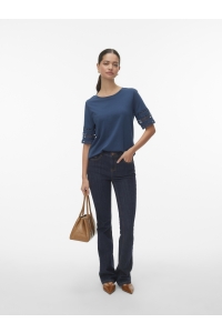 Vero Moda VMIVACY 2/4 O-NECK TOP JRS BTQ dark denim