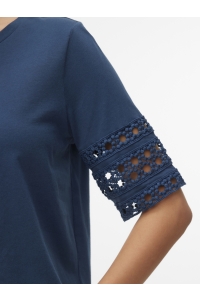 Vero Moda VMIVACY 2/4 O-NECK TOP JRS BTQ dark denim