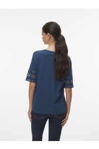 Vero Moda VMIVACY 2/4 O-NECK TOP JRS BTQ dark denim