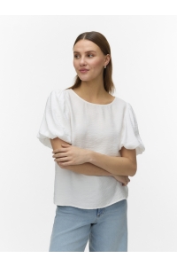 Vero Moda VMNELLIE SS BALLOON TOP WVN GA snow white