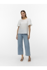 Vero Moda VMNELLIE SS BALLOON TOP WVN GA snow white