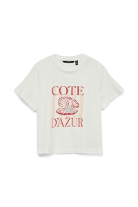 Vero Moda VMGINA METTE SS TOP BOX JRS snow white/cote dazur