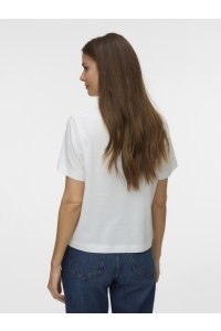 Vero Moda VMGINA METTE SS TOP BOX JRS snow white/cote dazur