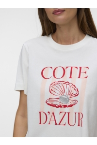 Vero Moda VMGINA METTE SS TOP BOX JRS snow white/cote dazur