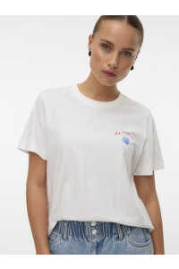 Vero Moda VMGINA METTE SS TOP BOX JRS snow white/mallorca