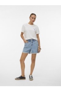 Vero Moda VMGINA METTE SS TOP BOX JRS snow white/mallorca