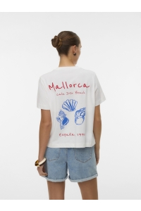 Vero Moda VMGINA METTE SS TOP BOX JRS snow white/mallorca