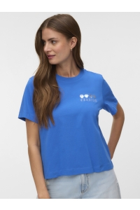 Vero Moda VMGINA METTE SS TOP BOX JRS nebulas blue/seaside