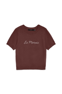 Vero Moda VMCARMELIA EMB 2/4 O-NECK PULLOVER andorra/w. silver text