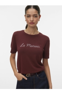 Vero Moda VMCARMELIA EMB 2/4 O-NECK PULLOVER andorra/w. silver text