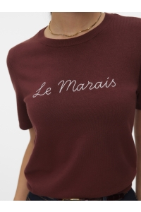 Vero Moda VMCARMELIA EMB 2/4 O-NECK PULLOVER andorra/w. silver text