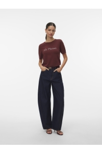 Vero Moda VMCARMELIA EMB 2/4 O-NECK PULLOVER andorra/w. silver text