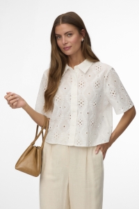 Vero Moda VMELIZA SHORT 2/4 SLEEVE SHIRT WVN : snow white