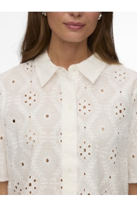 Vero Moda VMELIZA SHORT 2/4 SLEEVE SHIRT WVN : snow white