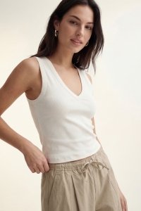 Vero Moda VMCHLOE SL DEEP V-NECK TOP JRS NOOS snow white