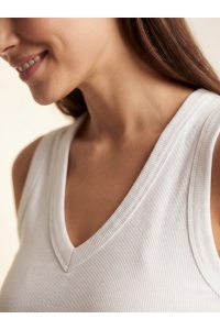 Vero Moda VMCHLOE SL DEEP V-NECK TOP JRS NOOS snow white