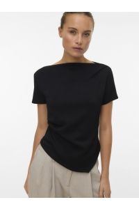 Vero Moda VMMILLE SS BOATNECK SHORT TOP JRS N: black