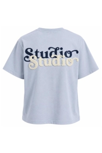 Vero Moda VMALINA CATY SS TOP BOX JRS cashmere blue/studio