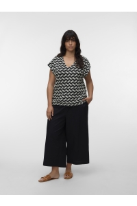 Vero Moda VMCTIKKA CS V-NECK TOP JRS CUR black/birch blend