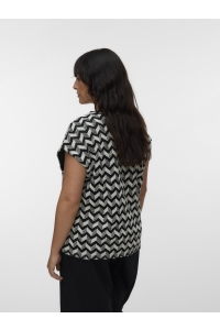 Vero Moda VMCTIKKA CS V-NECK TOP JRS CUR black/birch blend