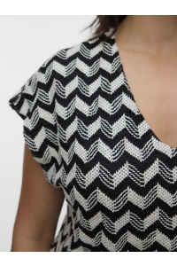 Vero Moda VMCTIKKA CS V-NECK TOP JRS CUR black/birch blend