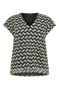 Vero Moda VMCTIKKA CS V-NECK TOP JRS CUR black/birch blend