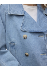 Vero Moda VMLELOU LS SHORT TRENCHCOAT MIX NOO: light blue denim