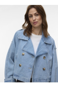 Vero Moda VMLELOU LS SHORT TRENCHCOAT MIX NOO: light blue denim