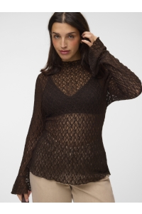 Vero Moda VMCEVA BELL SLEEVE HIGHNECK LACE TO: chocolate torte