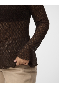 Vero Moda VMCEVA BELL SLEEVE HIGHNECK LACE TO: chocolate torte