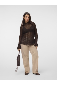 Vero Moda VMCEVA BELL SLEEVE HIGHNECK LACE TO: chocolate torte