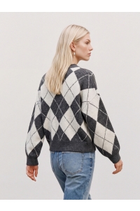 Vero Moda VMDOFFY JAQUARD LS O-NCK PULLOVER N: dark grey melange/w. birch / arg