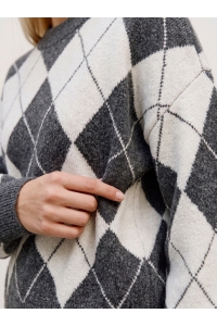 Vero Moda VMDOFFY JAQUARD LS O-NCK PULLOVER N: dark grey melange/w. birch / arg