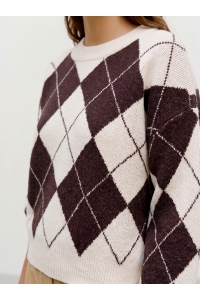 Vero Moda VMDOFFY JAQUARD LS O-NCK PULLOVER N: birch/w. windsor wine / argyle a