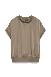 Vero Moda VMLINA SS RIB TOP WVN silver mink