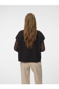 Vero Moda VMBANG RIB SL HIGHNECK ZIPPER VEST : chocolate torte/melange