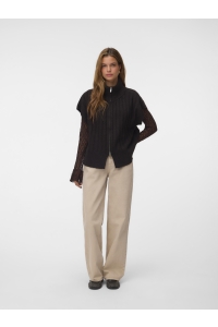 Vero Moda VMBANG RIB SL HIGHNECK ZIPPER VEST : chocolate torte/melange