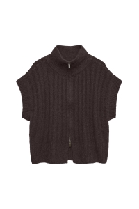 Vero Moda VMBANG RIB SL HIGHNECK ZIPPER VEST : chocolate torte/melange