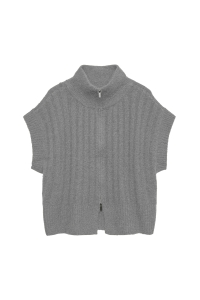 Vero Moda VMBANG RIB SL HIGHNECK ZIPPER VEST : medium grey melange