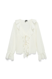 Vero Moda VMJAMIE TIE LS TOP WVN snow white