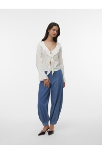 Vero Moda VMJAMIE TIE LS TOP WVN snow white