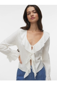 Vero Moda VMJAMIE TIE LS TOP WVN snow white