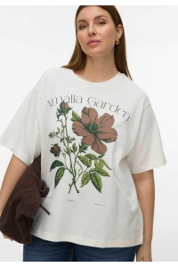 Vero Moda VMSAY LAURA SS OVERSIZED TEE JRS EX: snow white/flower