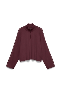 Vero Moda VMSABA LS HIGHNECK ZIPPER PULLOVER : windsor wine/birch