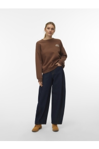 Vero Moda VMADINE URSULA LS SWEAT BOX JRS cocoa brown/namaste