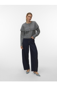 Vero Moda VMLILLI LS O-NECK CAPE CARDIGAN BOO medium grey melange