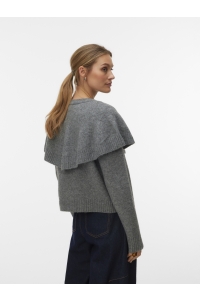 Vero Moda VMLILLI LS O-NECK CAPE CARDIGAN BOO medium grey melange
