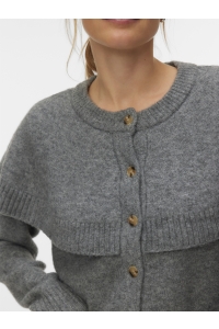 Vero Moda VMLILLI LS O-NECK CAPE CARDIGAN BOO medium grey melange