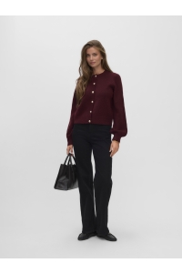 Vero Moda VMHAZEL LS O-NECK CARDIGAN BF windsor wine/w. melange and gold