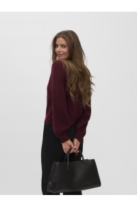Vero Moda VMHAZEL LS O-NECK CARDIGAN BF windsor wine/w. melange and gold